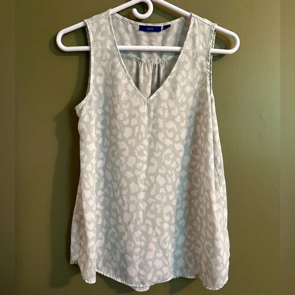Apt. 9 Women's Light Green Patterned Tank Top